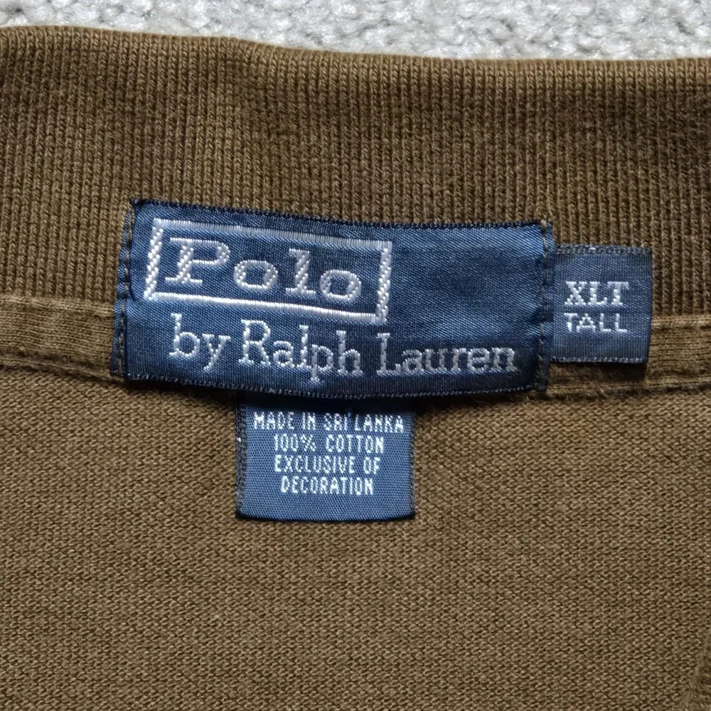 VTG 90s Polo Ralph Lauren Long Sleeve Polo Shirt Mens XLT Brown Pony Comfort